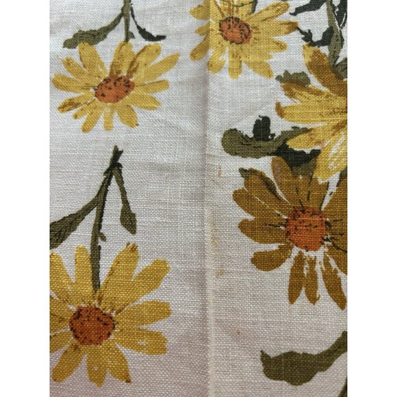 NEW Vintage MCM Linen Tea Kitchen Towels Yellow Beige Daisy  Luther Travis PAIR - Picture 5 of 9